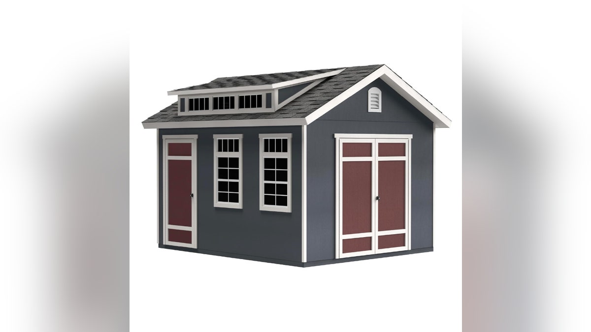 An adorable shed with a dormer for added head space.?