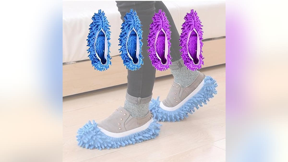 Avoid tracking dirt and mud on your floors while you're mopping by using mop slippers. 