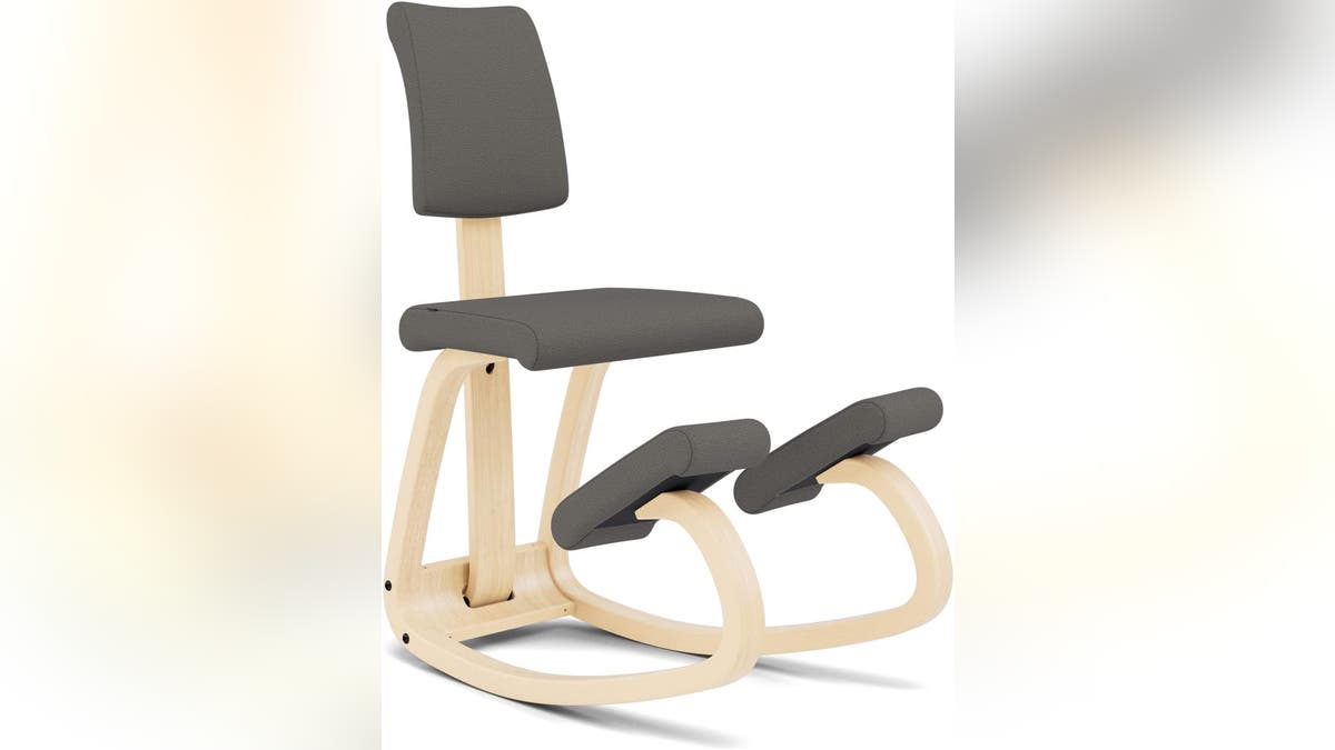 The Varier kneeling chair promotes active sitting and reduces pressure on the spine.