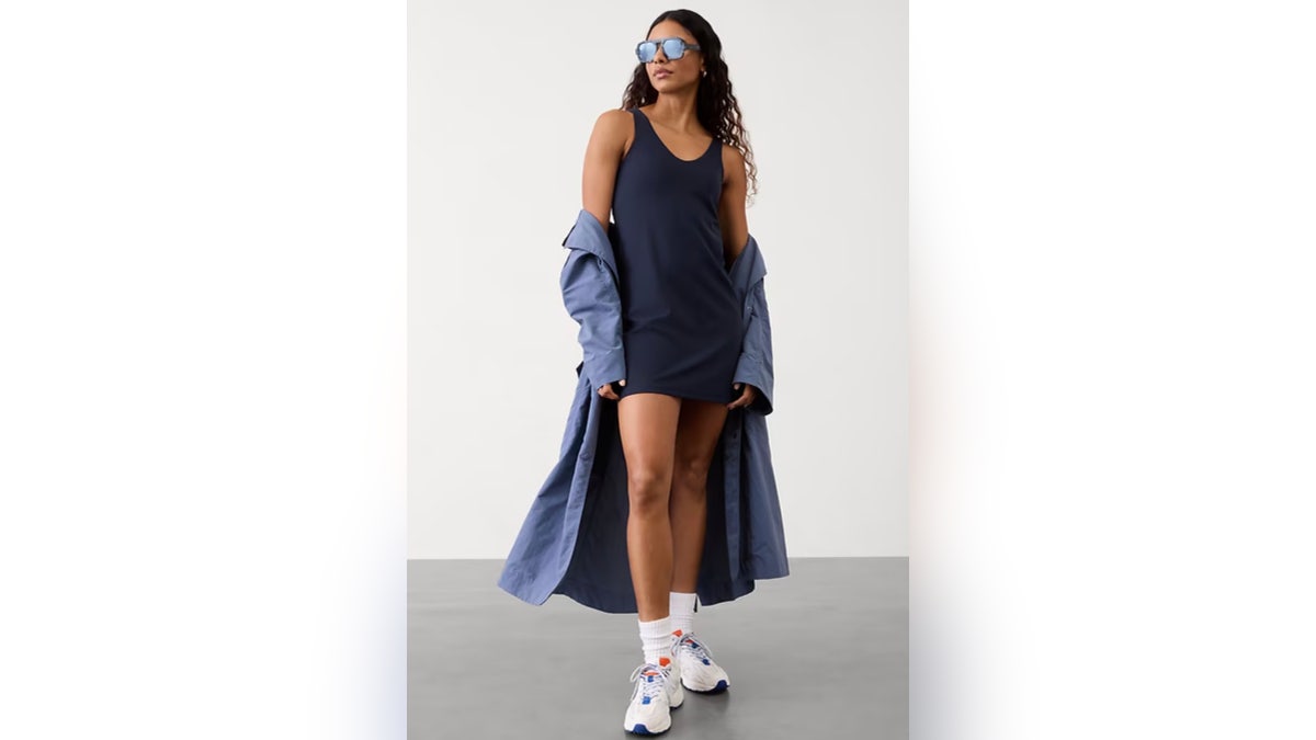 The Athleta ‘Transcend’ dress offers a lightweight, barely-there feel while providing full coverage for its wearer.