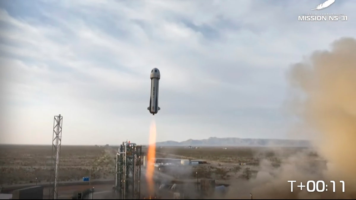 Blue origin rocket in flight