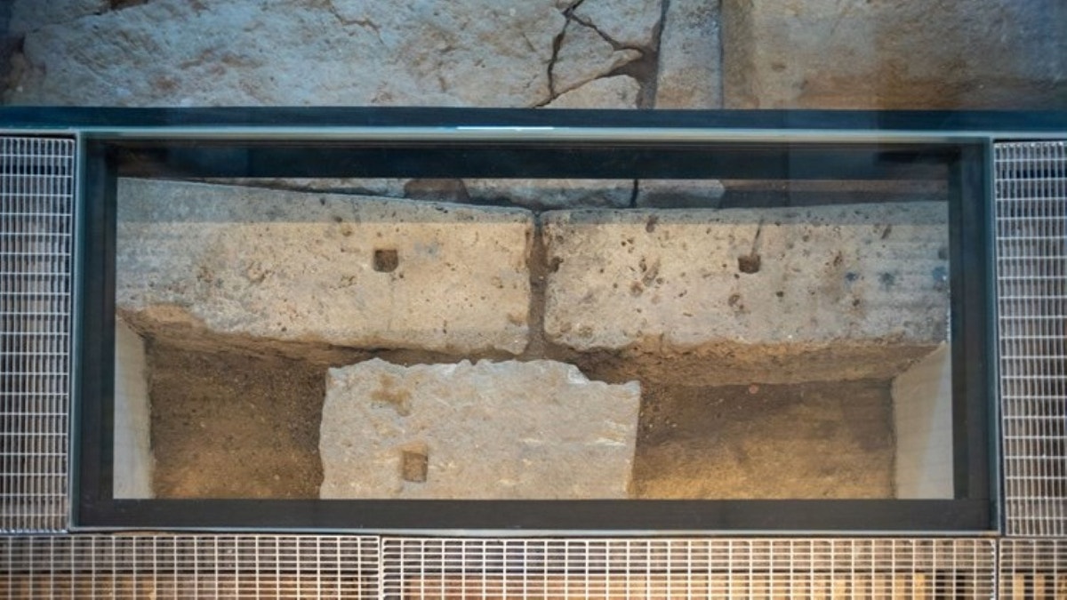 Stones under glass