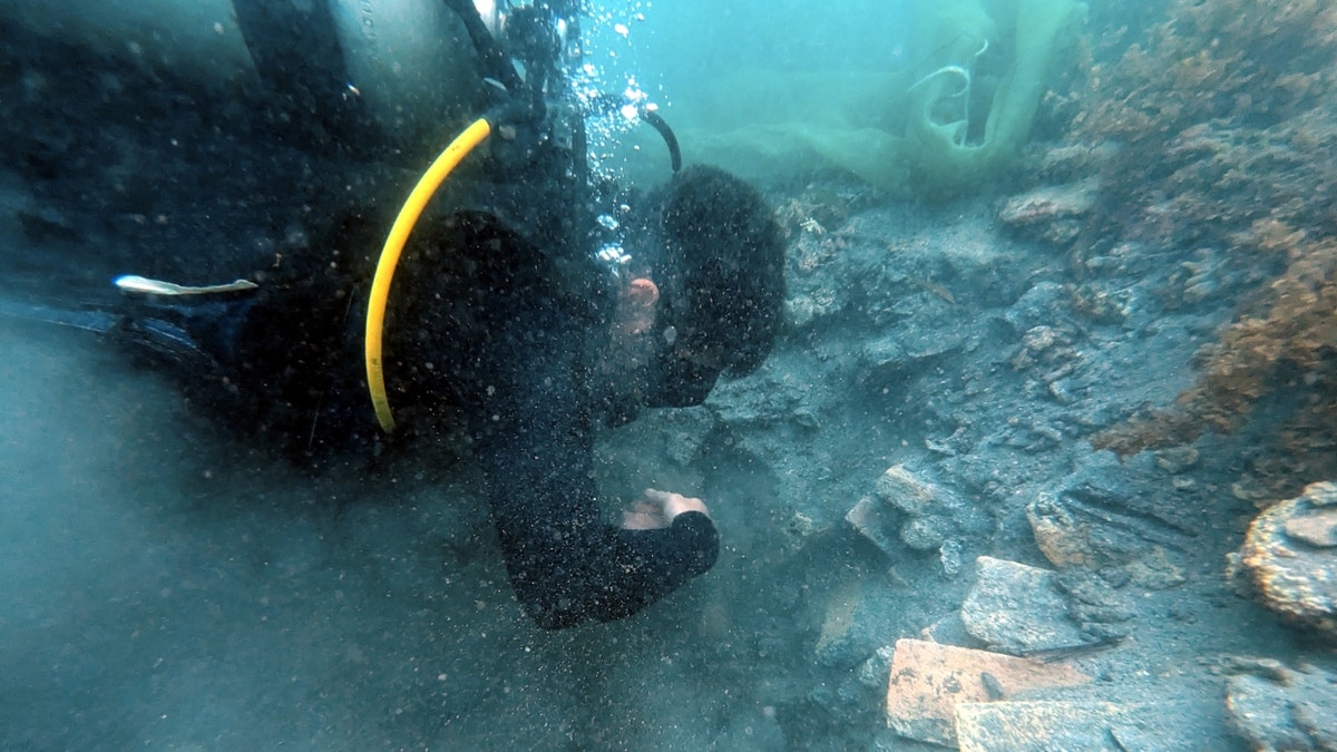 Diver near shipwreck