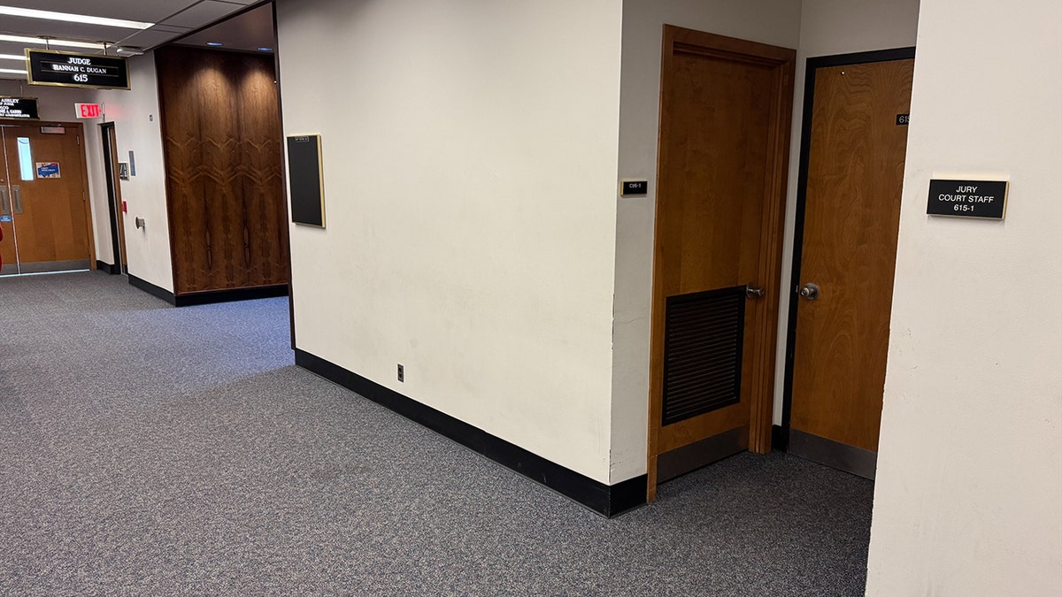 jury exit door and court hallway