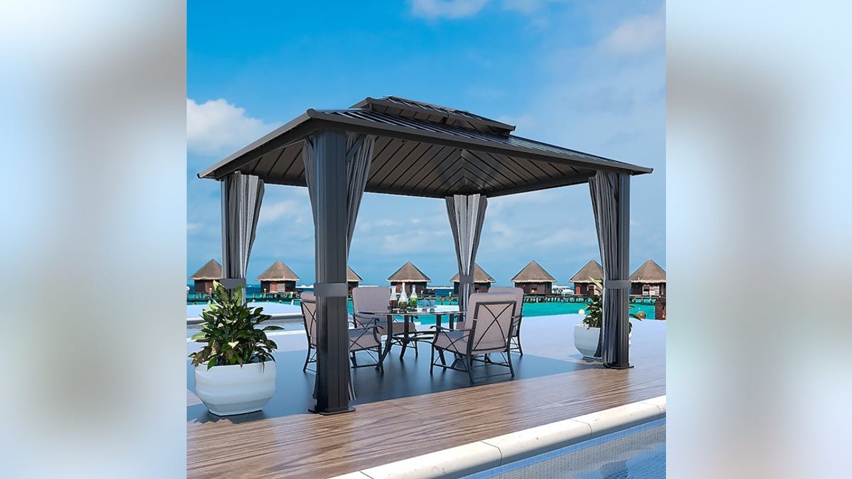 A gazebo makes for an awesome dining and hang out spot.