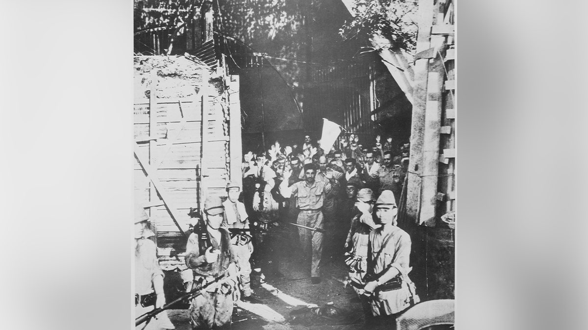 General Jonathan Wainwright broadcasts his surrender message, following the capture of Corregidor by the Japanese, May 1942.