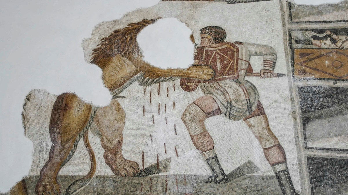 Roman gladiator mosaic