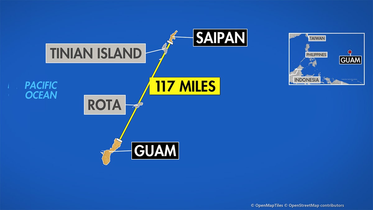 A map between Saipan and Guam