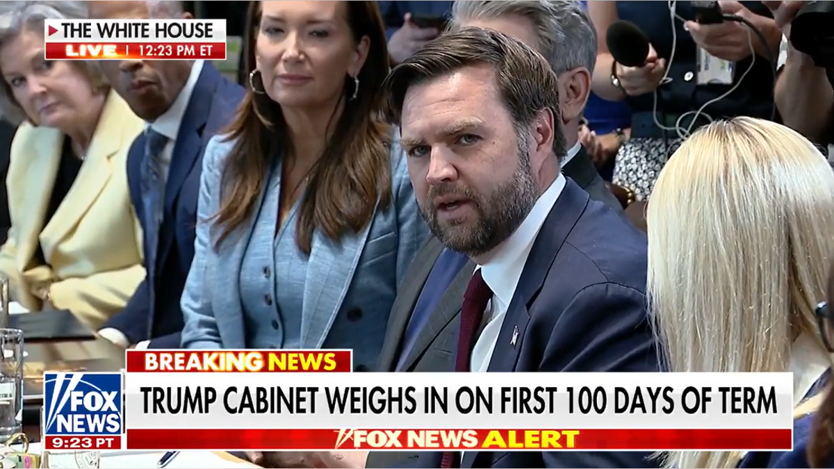 JD Vance speaks during a cabinet meeting