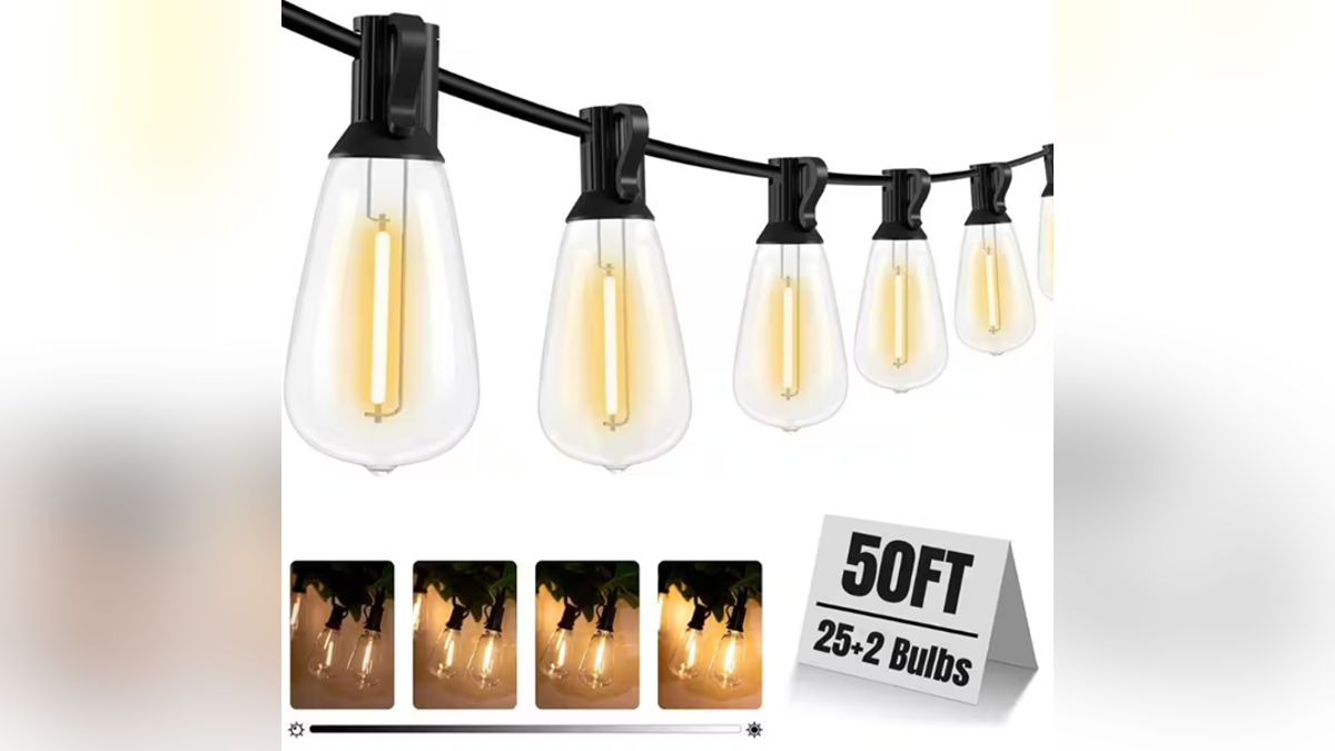 Light up your outdoor space with durable string lights.