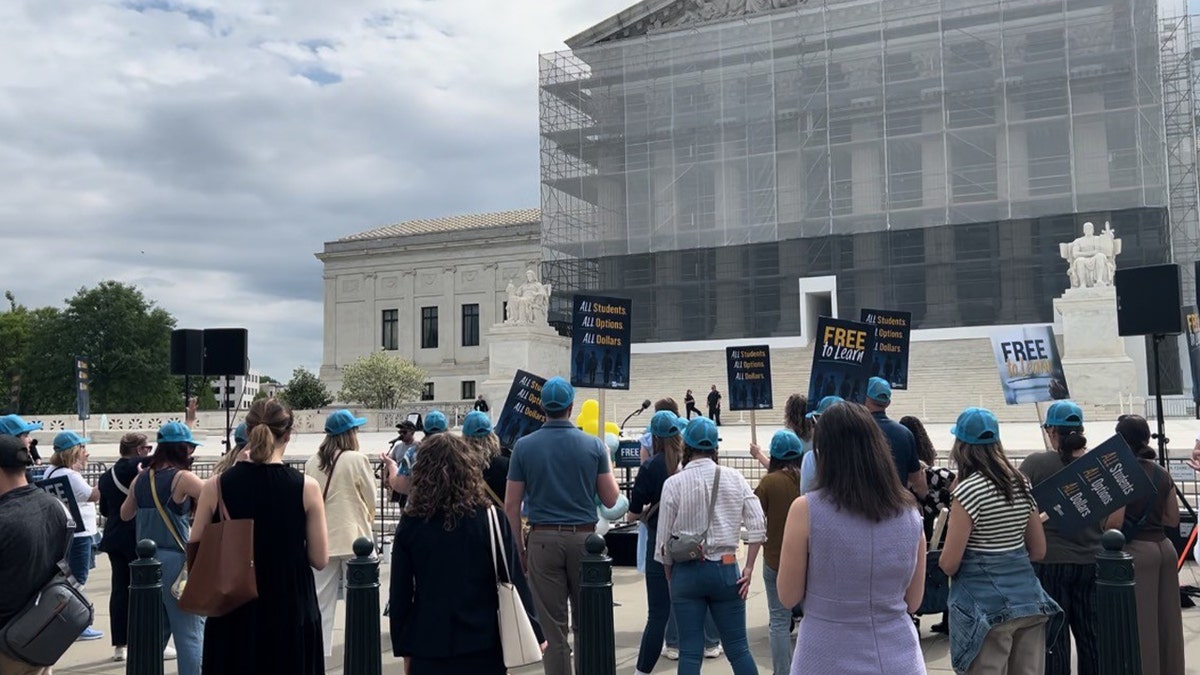 School choice advocates rally outside Supreme Court building