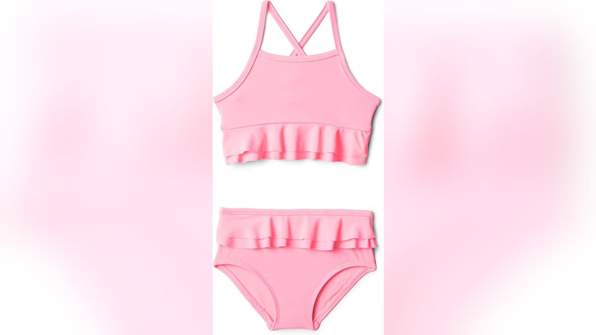 This two-piece has a gorgeous ruffle detail.