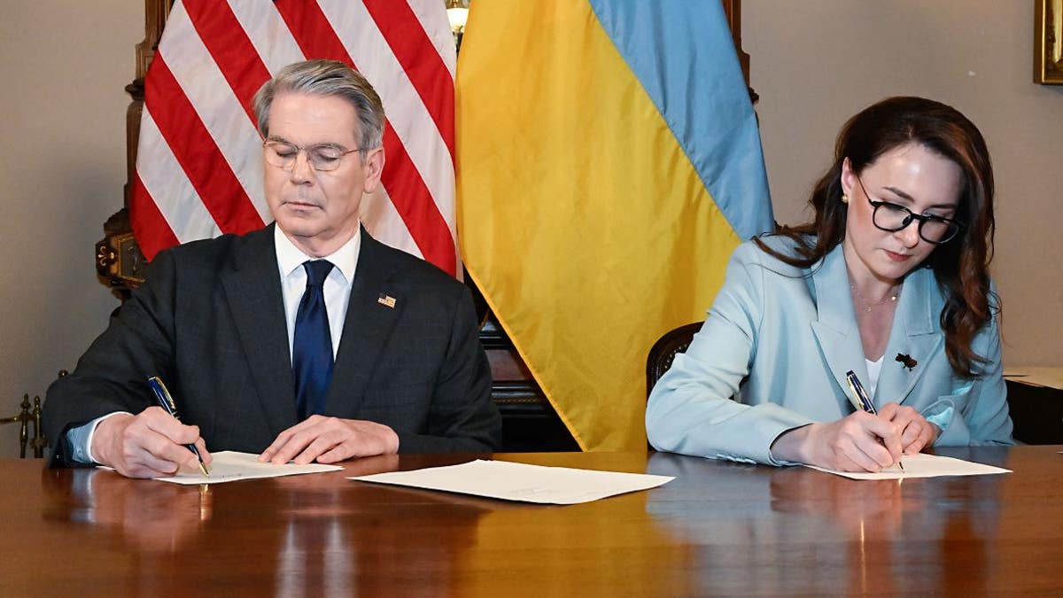 Ukrainian Economy Minister and Deputy Prime Minister Yulia Svyrydenko and Treasure Secretary Scott Bessent