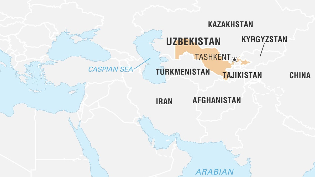 Map highlighting Uzbekistan 