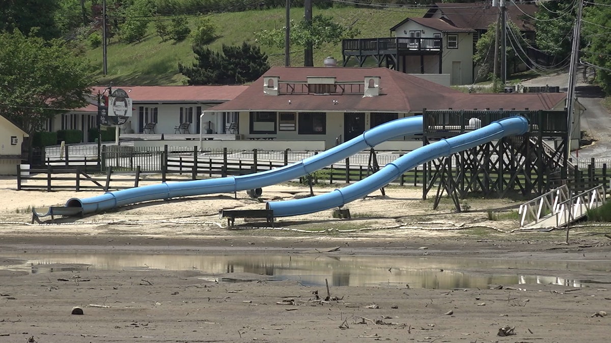 Water slides are empty after Hurricane Helene damaged a North Carolina town