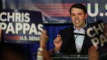 Rep. Chris Pappas, D-N.H., announces his bid to succeed retiring U.S. Sen. Jeanne Shaheen, a fellow Democrat, Thursday, April 3, 2025, in Manchester, N.H. (AP Photo/Robert F. Bukaty)