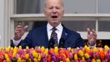 US President Joe Biden speaks on the Truman Balcony of the White House during the Easter Egg Roll on the South Lawn in Washington, DC, US, on Monday, April 1, 2024. The First Lady, a teacher for more than 30 years, created this year's theme of "EGGucation." Photographer: Michael Reynolds/EPA/Bloomberg via Getty Images