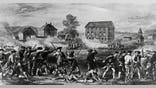UNITED STATES - DECEMBER 16: The Battle of Lexington and Concord, which marked the beginning of the American War of Independence, April 19, 1775. American Revolutionary War, United States of America, 19th century. (Photo by DeAgostini/Getty Images)