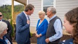 Gov. Glenn Youngkin joins couple for ribbon-cutting ceremony of their new home after it was destroyed in Hurricane Helene.