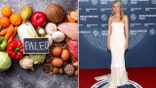 A medley of Paleo foods with "Paleo" scrawled on a chalkboard, left. Gwyneth Paltrow poses for a photograph on April 5, 2025, at the Breakthrough Prize ceremony in Santa Monica, California.