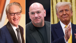Bill Maher (Left) Dana White (Center) President Donald Trump (Right)