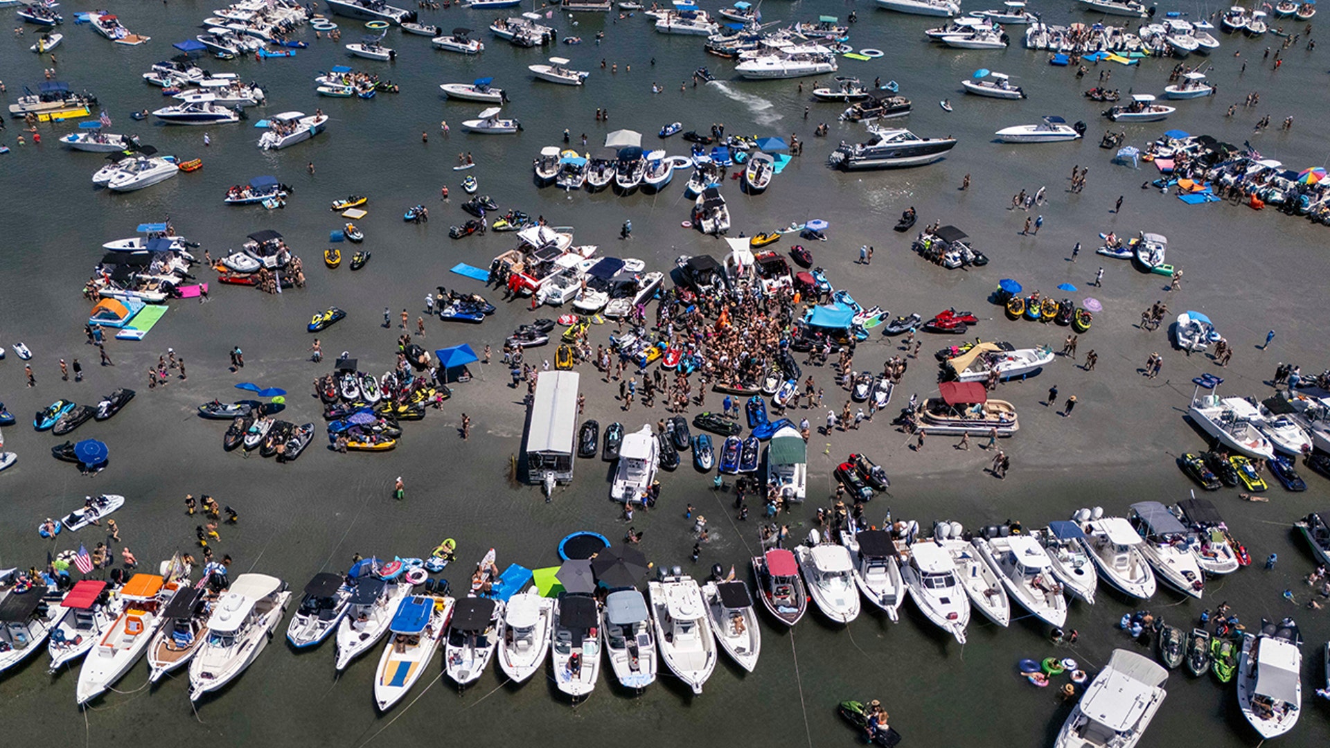 Spring breakers crowd the shore in Florida.
