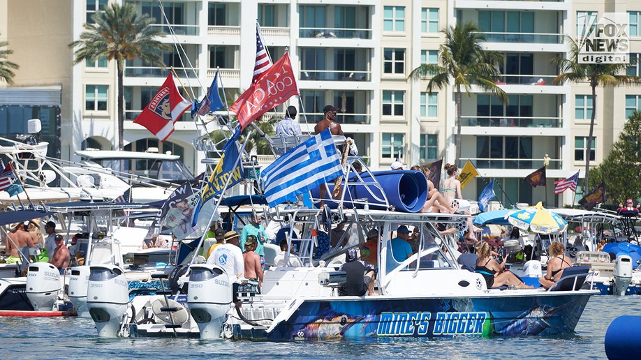 Women in bikinis celebrate spring break in Florida.