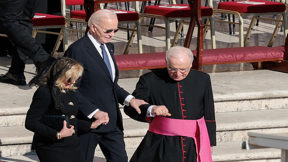 Biden relegated to back of world leaders section at pope’s funeral: ‘No longer part of cool kids club’