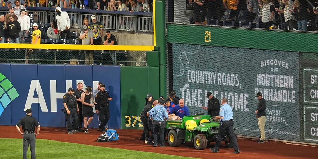 Fan who fell over wall onto field at Pirates game 'awake and alert,' GoFundMe says