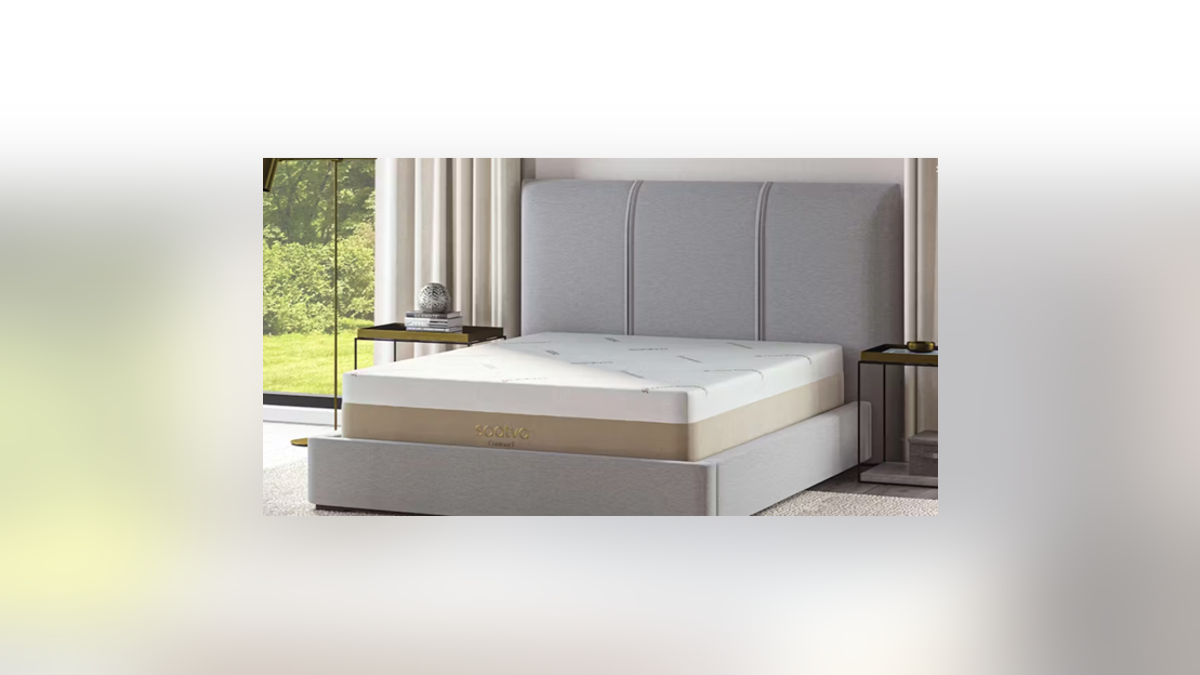 This mattress's memory foam layers cradle your body as you sleep.