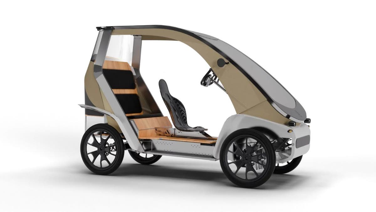 Four-wheeled electric vehicle.