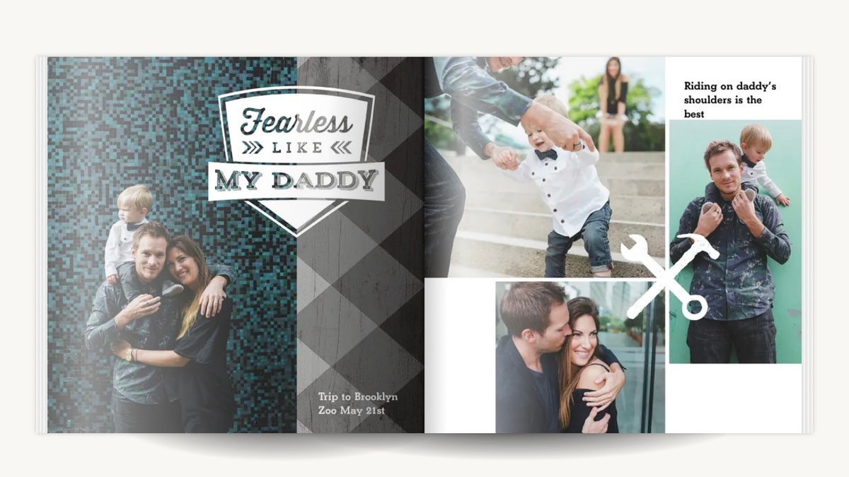 Create a personalized hardcover photo album with Mixbook to celebrate special moments shared with dad. 