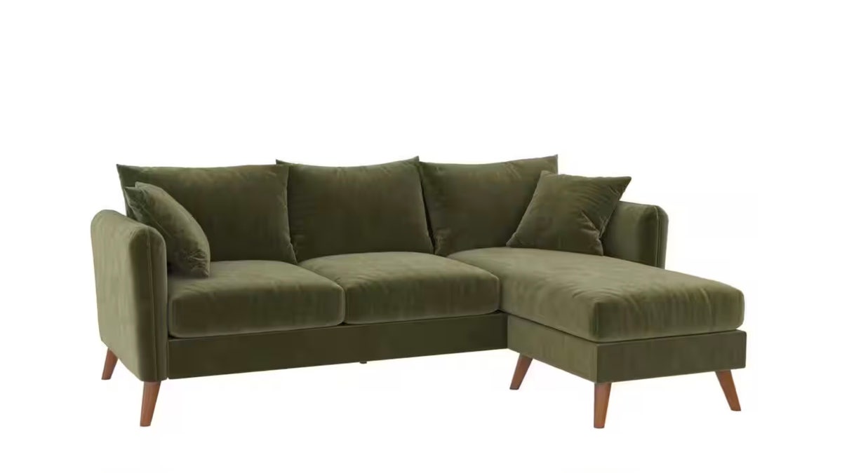 A L-shaped sectional sofa on a white background