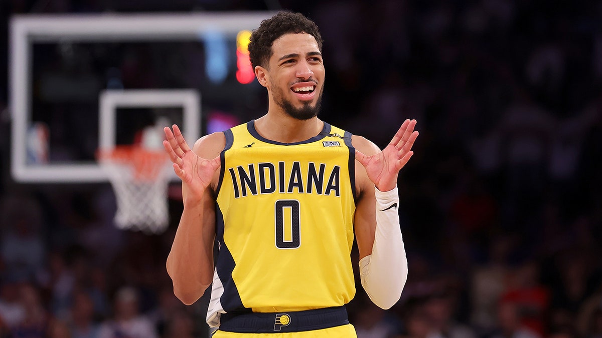 Tyrese Haliburton celebrates
