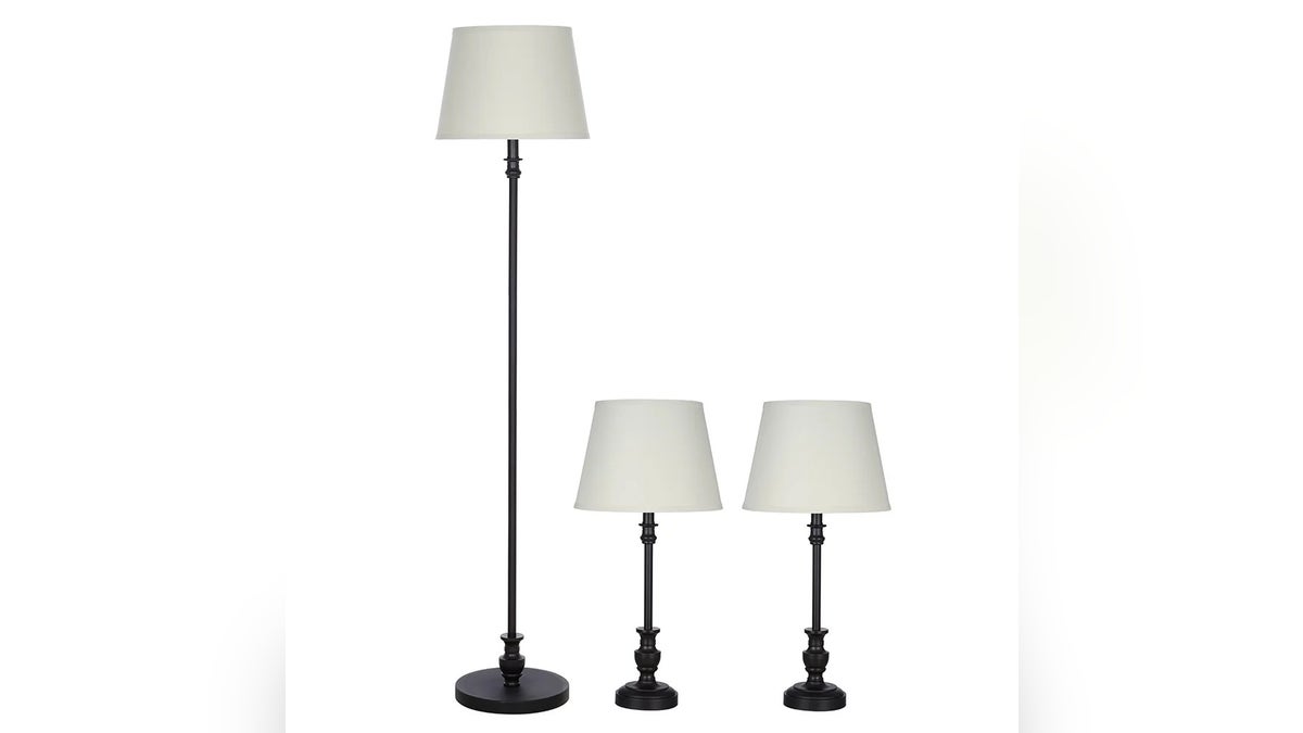 A three-piece Better Homes and Gardens lamp set