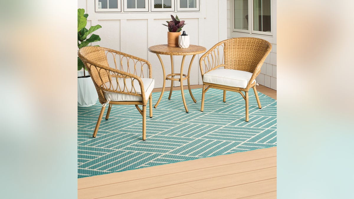The Better Homes & Gardens Willow Sage three-Piece Outdoor Wicker Bistro Set is perfect for smaller spaces.
