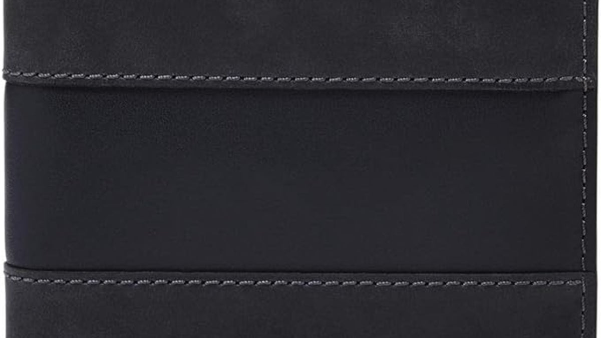 A black fossil wallet on a white background