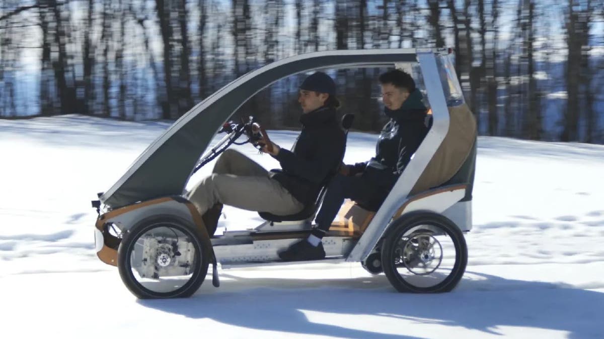 Four-wheeled electric vehicle.