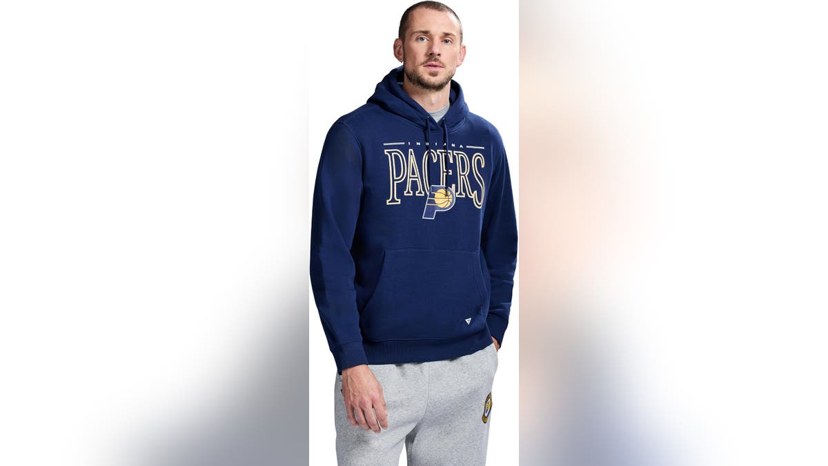 A fleece-lined Pacers sweatshirt in classic Pacers blue. 