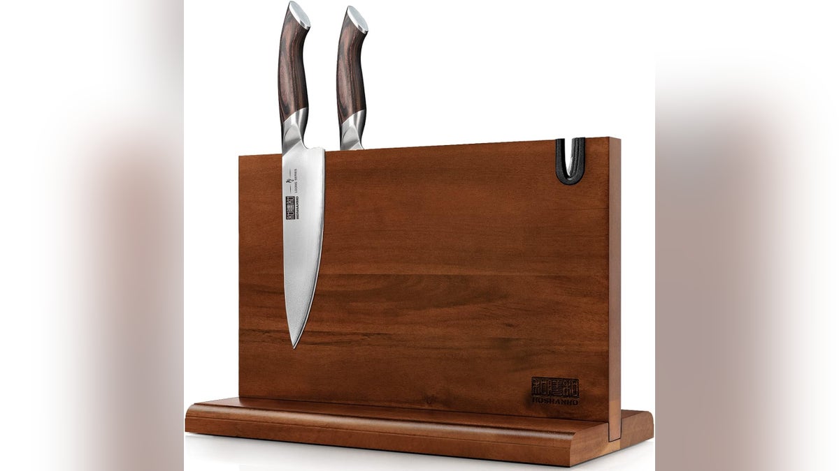 The Hoshanho magnetic knife block is a sleek and functional solution for organizing knives.