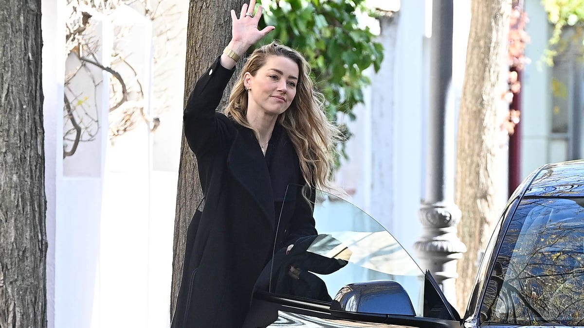 Amber Heard near her home in Madrid