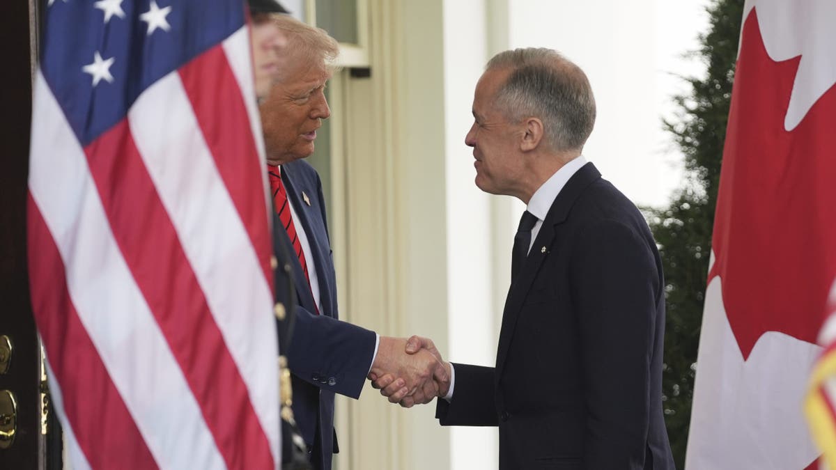 President Donald Trump greets Canadian Prime Minister Mark Carney at the White House, May 6, 2025. (AP Photo)