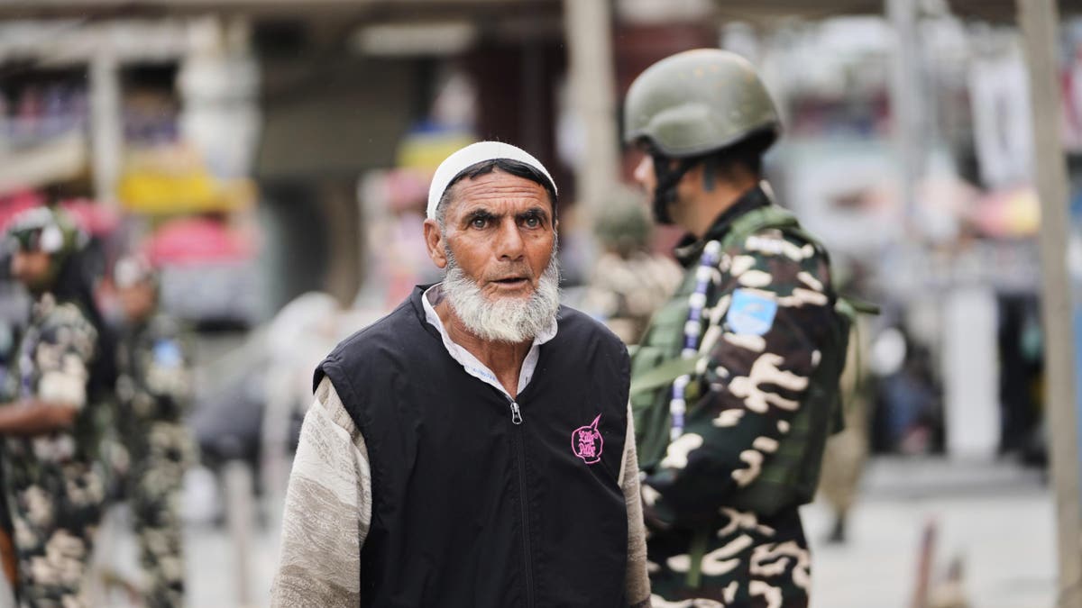 A man in Srinagar, Indian controlled Kashmir