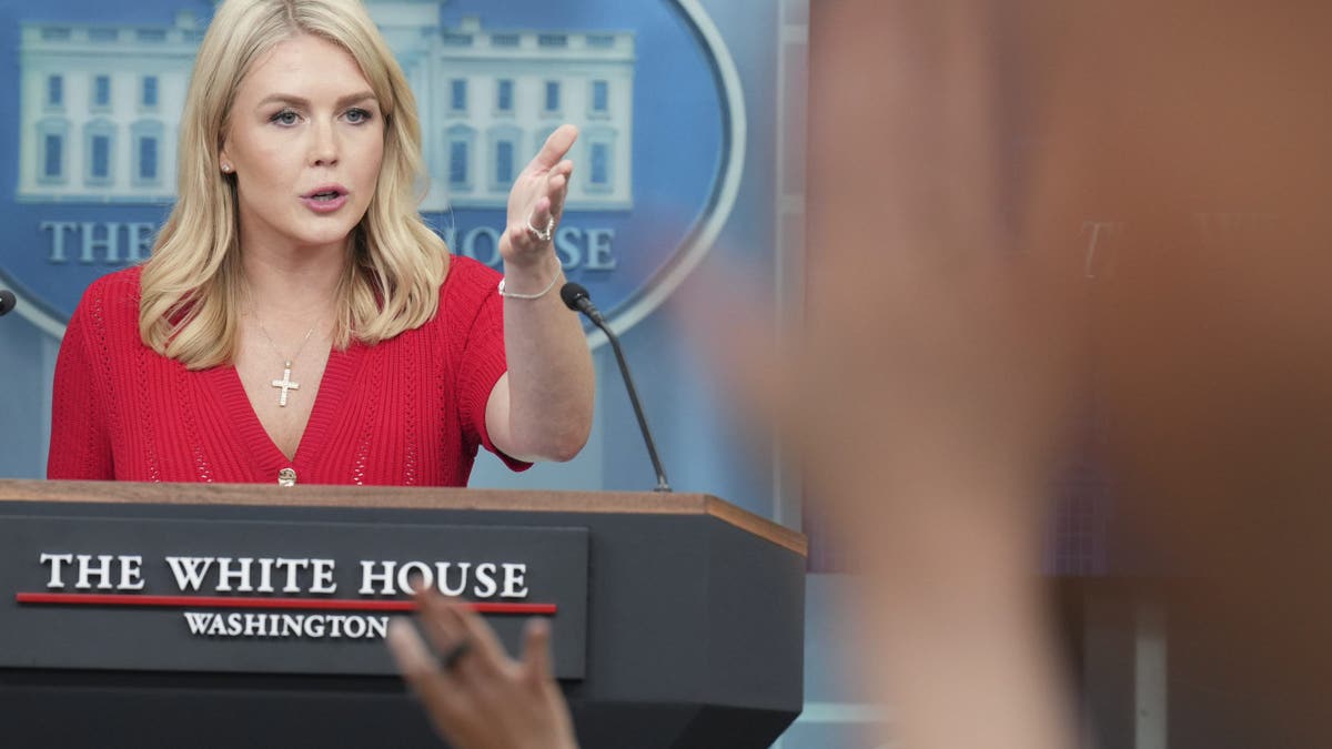 White House Press Secretary Karoline Leavitt speaks with reporters in the James Brady Press Briefing Room at the White House, May 29, 2025, in Washington.