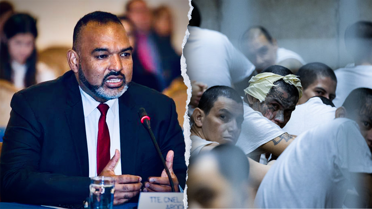 Arocha, testifying, left; TdA members in prison