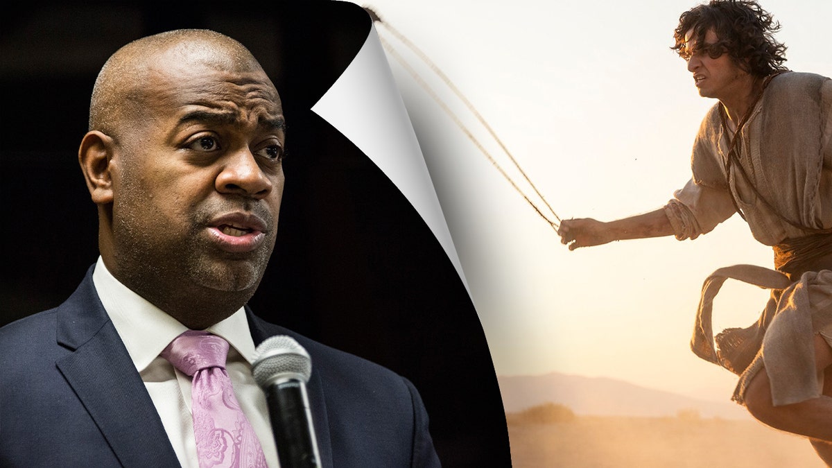 Newark Mayor, left; histrion portraying Bible quality David, right