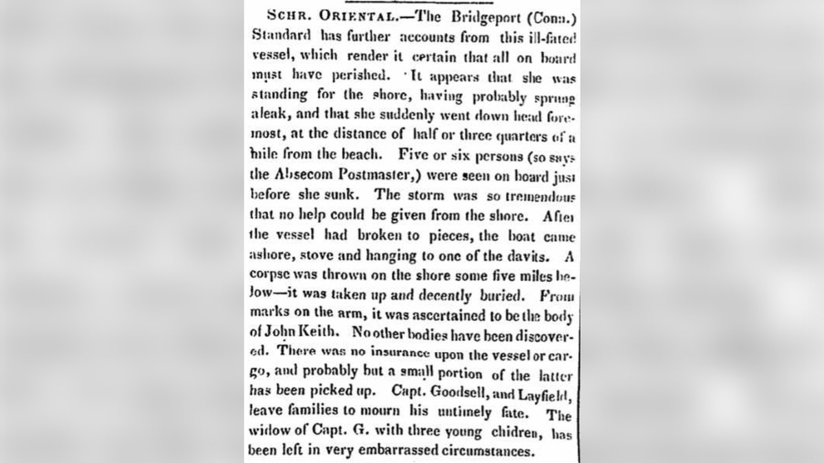 Ramapo College students solve 179-year-old mystery of Jersey Shore bones Boston Daily Bee, 12/24/1884