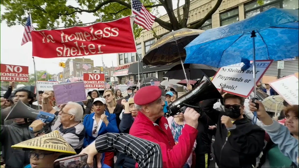 curtis sliwa speaking during protest