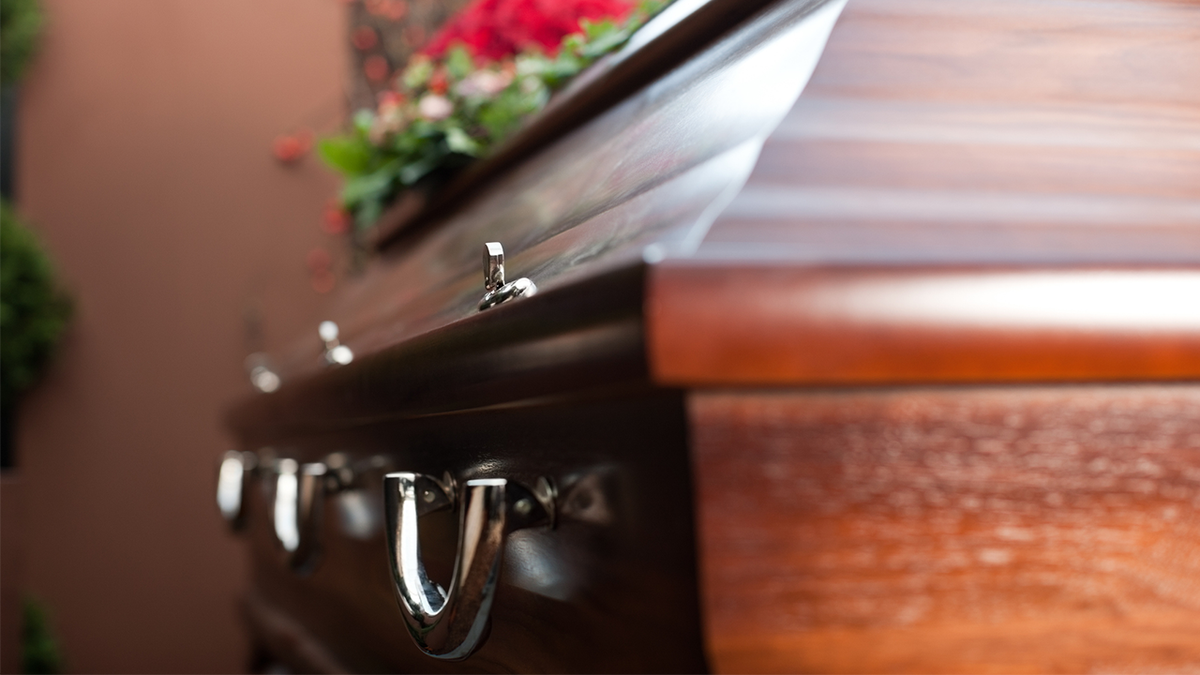 Casket with flowers