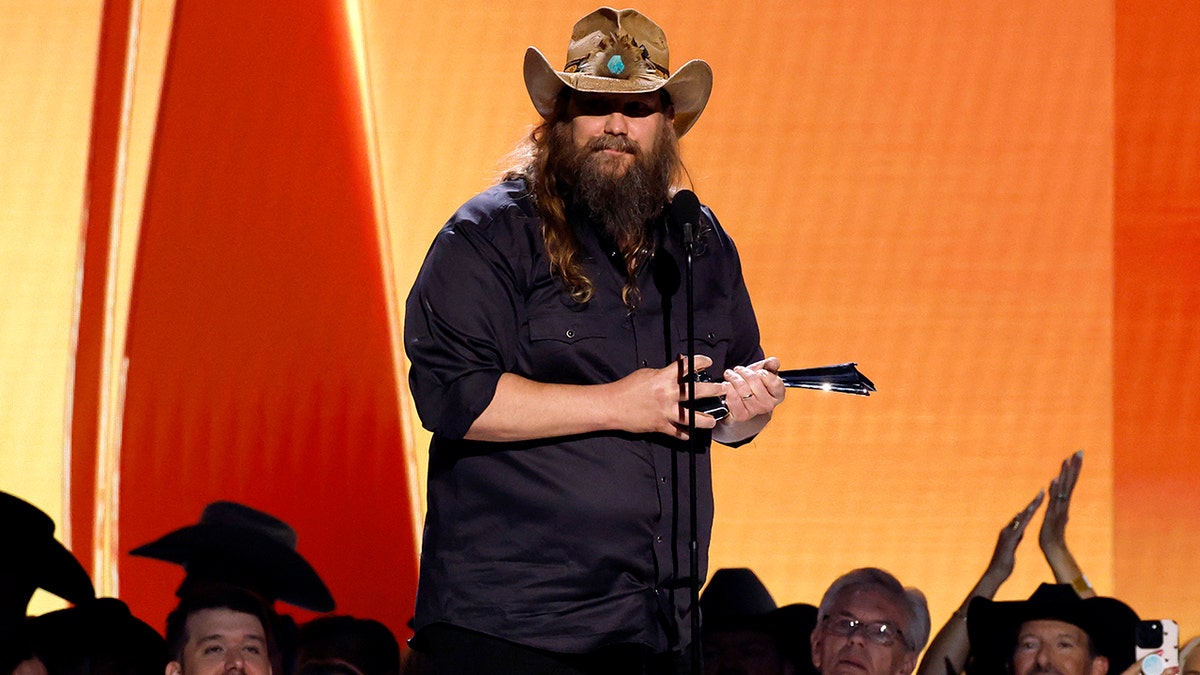 Chris Stapleton on stage at the ACM Awards